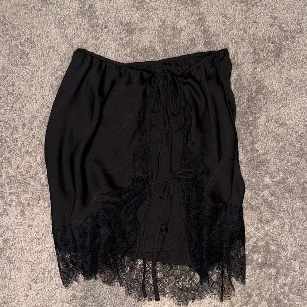 Free People Black Lace-Trim Slip Chemise